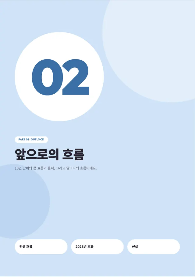 사주 리포트 지면 — 파트 2 · 앞으로의 흐름